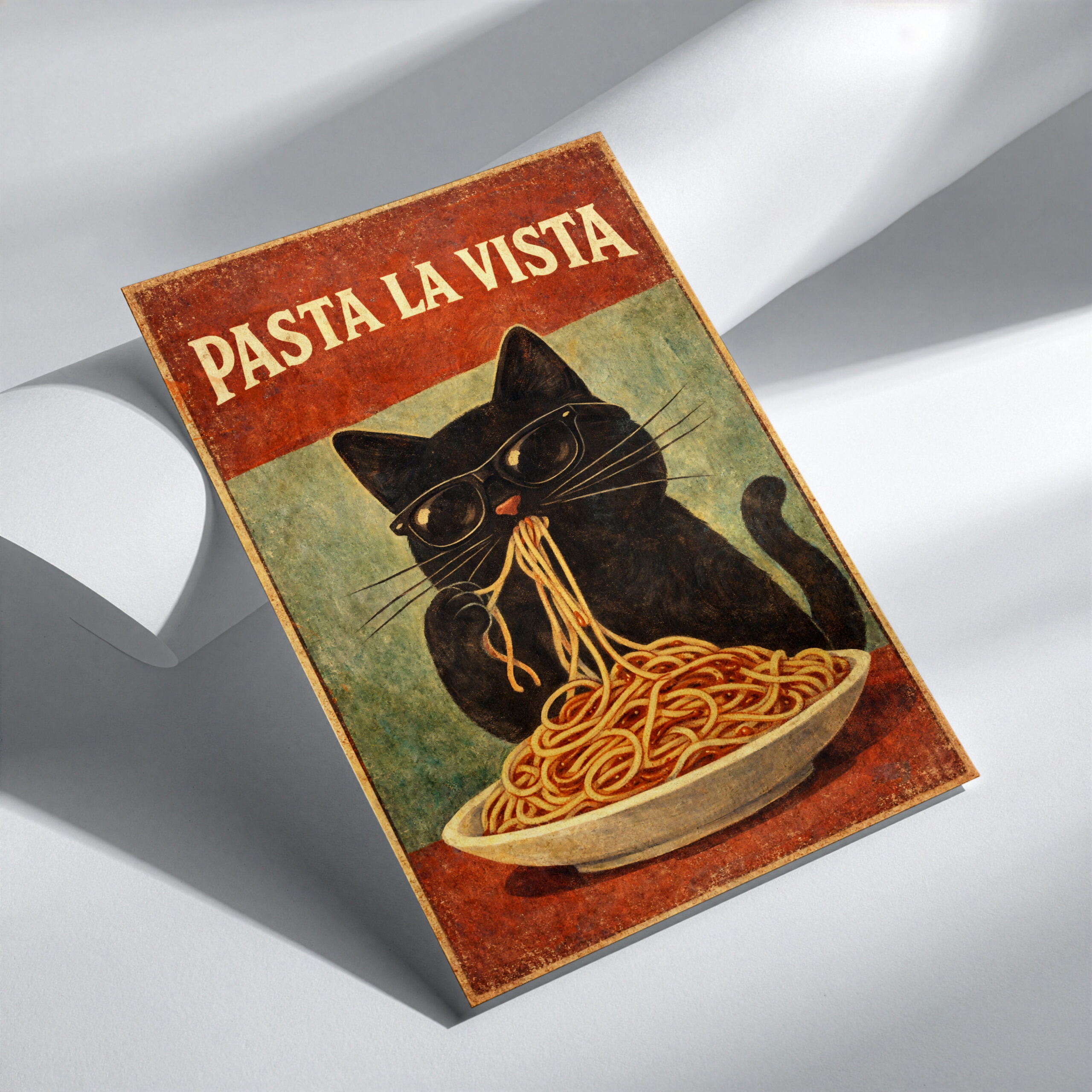 Pasta La Vista Cat Wall Art Print – Funny Kitchen Poster - Image 3