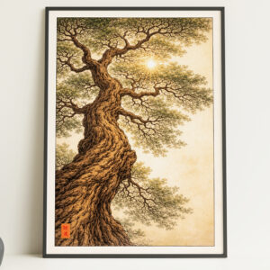 Japanese Pine Tree Wall Art Print – Nature Landscape Poster