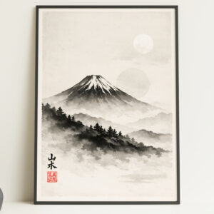 Mount Fuji Minimalist Wall Art Print – Japanese Mountain Poster