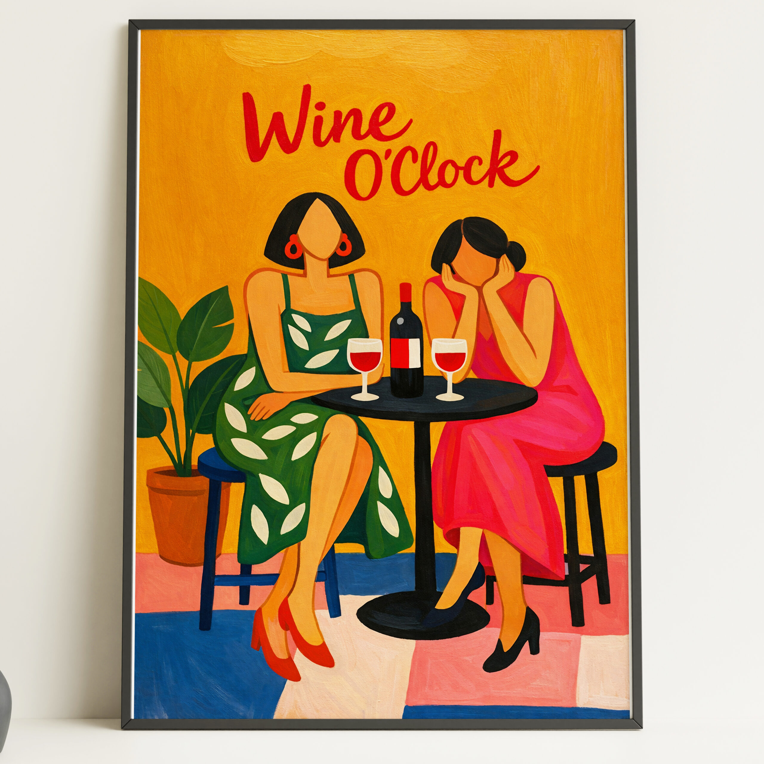 Wine O’Clock Ladies Wall Art Print – Retro Kitchen and Dining Poster