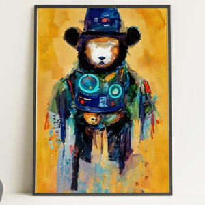 Abstract Bear Figure – Modern Expressionist Art Print Poster