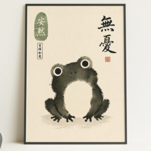Minimalist Frog Poster – Japanese Style Art Print