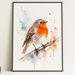 Robin Watercolour Wall Art Print Poster