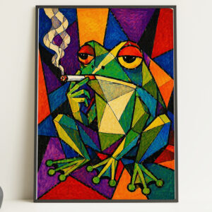 Abstract Smoking Frog Wall Art Print