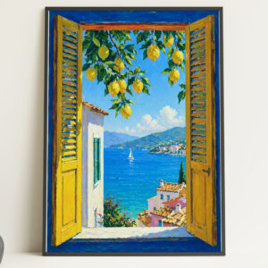 Mediterranean Lemon Window Wall Art Print