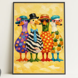 Colourful Duck Family Wall Art Print