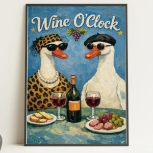 Wine O'Clock Duck Brunch Wall Art Print