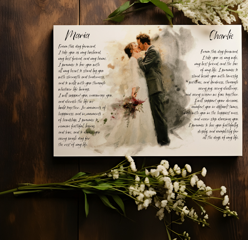 Personalised wedding vows print