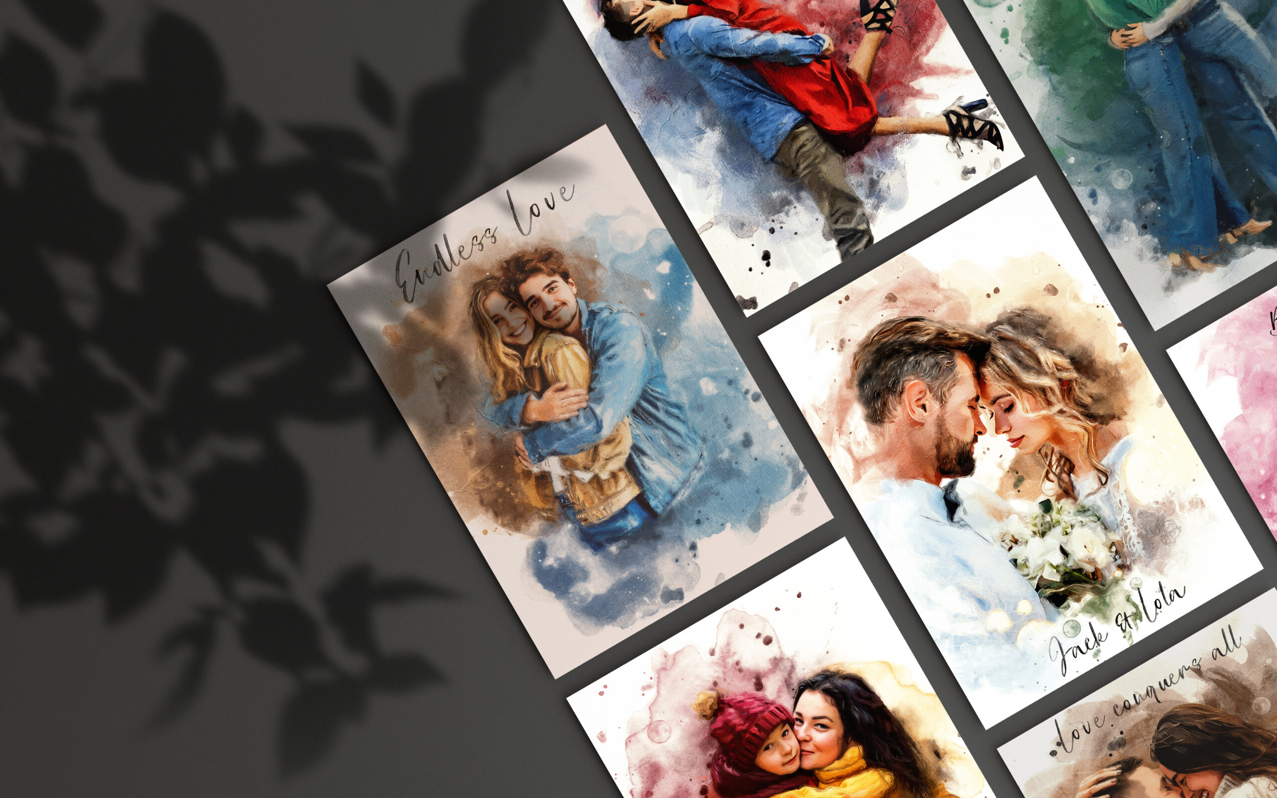 Multiple personalised portrait mockups